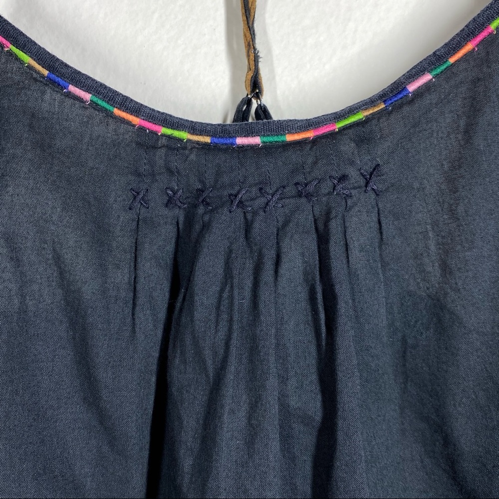 American Eagle Festival Boho Cropped Tank Top w Faux Leather Straps Black XS / S - Picture 4 of 8